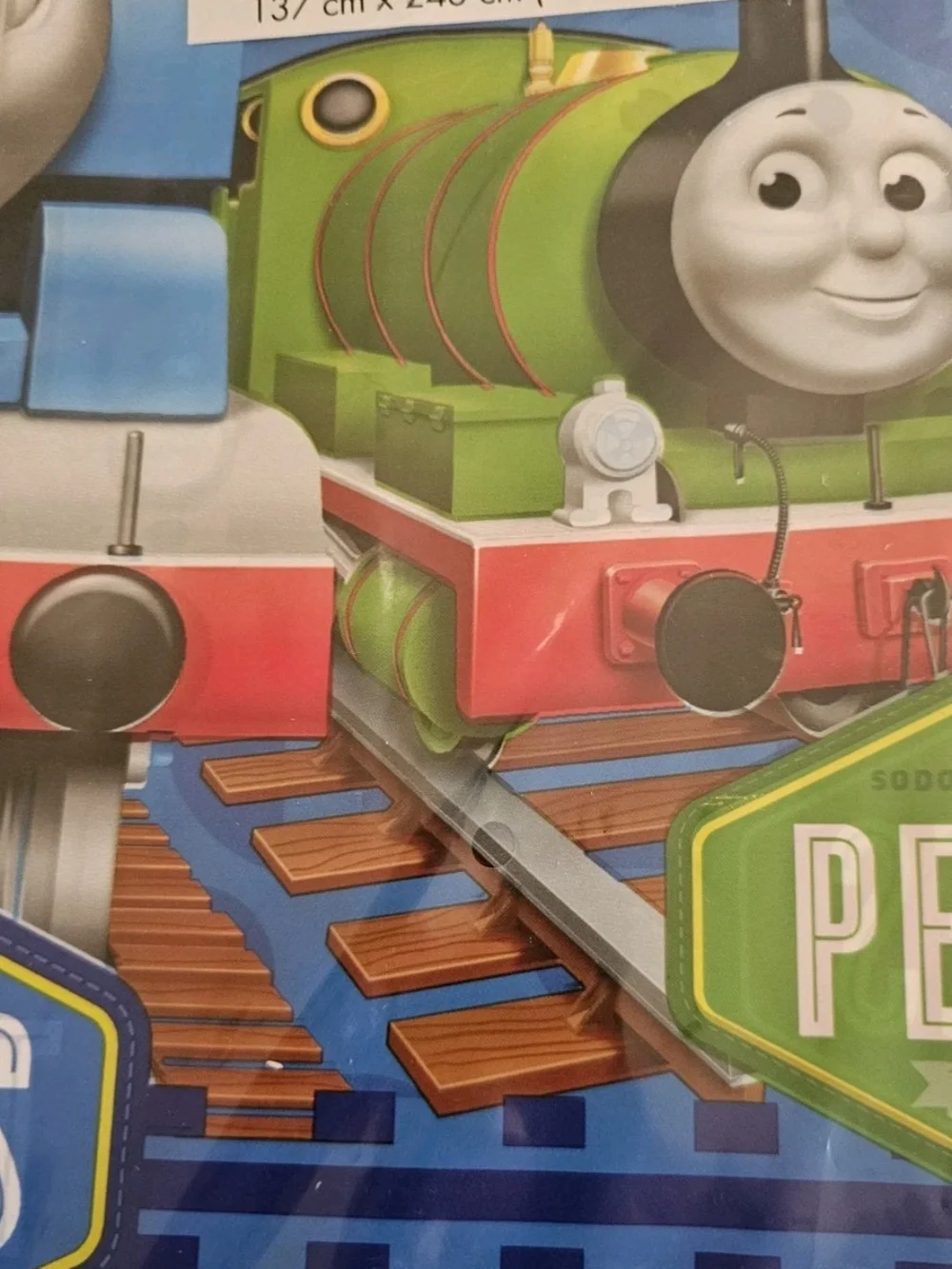 Thomas the Tank Engine Plastic Tablecover Percy James Designware Blue 2011 54x96